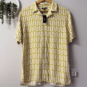 Express green and White Geometric Shirt